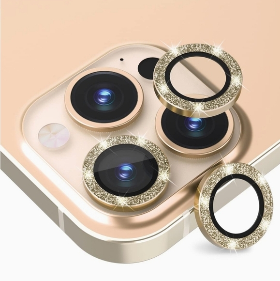 Camera lens tempered glass protector Glitter Gold for iPhone 13 Pro, 13 Pro Max - Picture 1 of 7